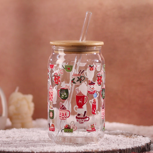 Hot Chocolate Christmas Sipper with UV DTF Sticker