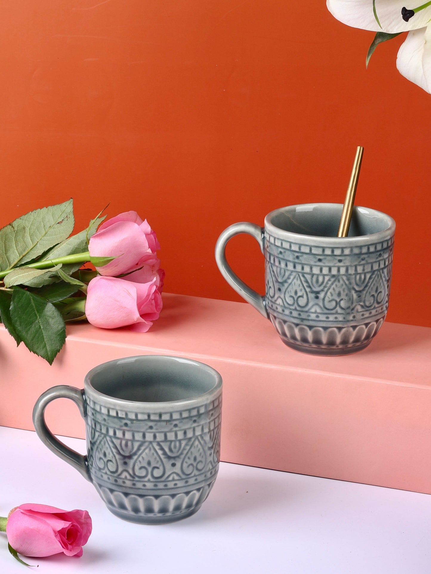 Spring Embossed Mugs - Beautiful Spring Colours