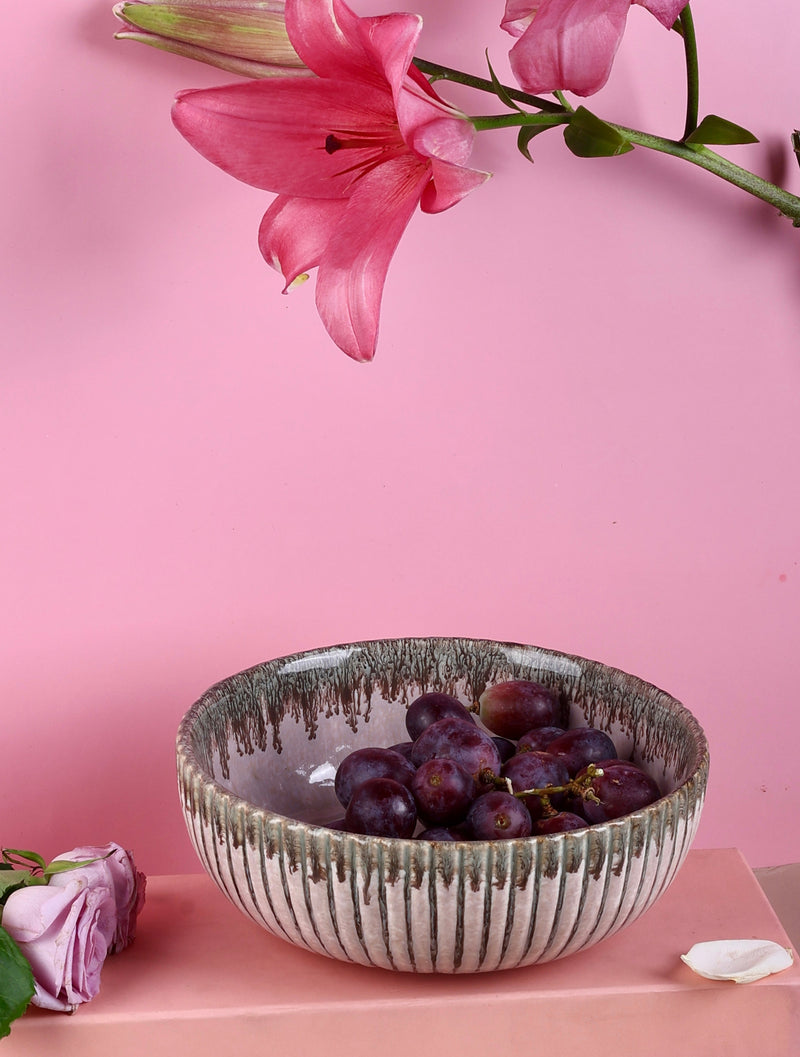 Pastel Pink Stoneware Serving Bowls Large & Small