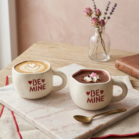 Uneven Pink Be Mine Mugs - Set of 2