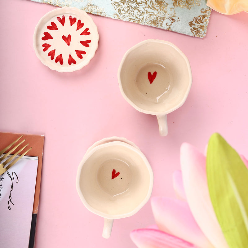 Beating Heart Duo Cup and Coaster Set - Pack of 2 each