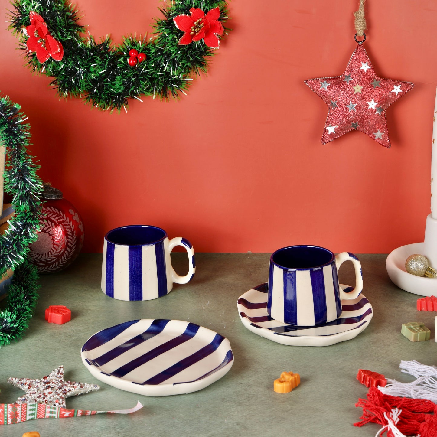 Deep Blue Zen Stripes Snack Set - 4 pieces