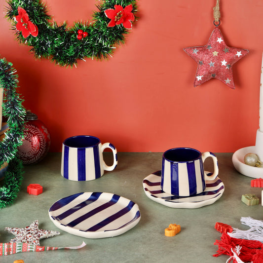 Deep Blue Zen Stripes Snack Set - 4 pieces