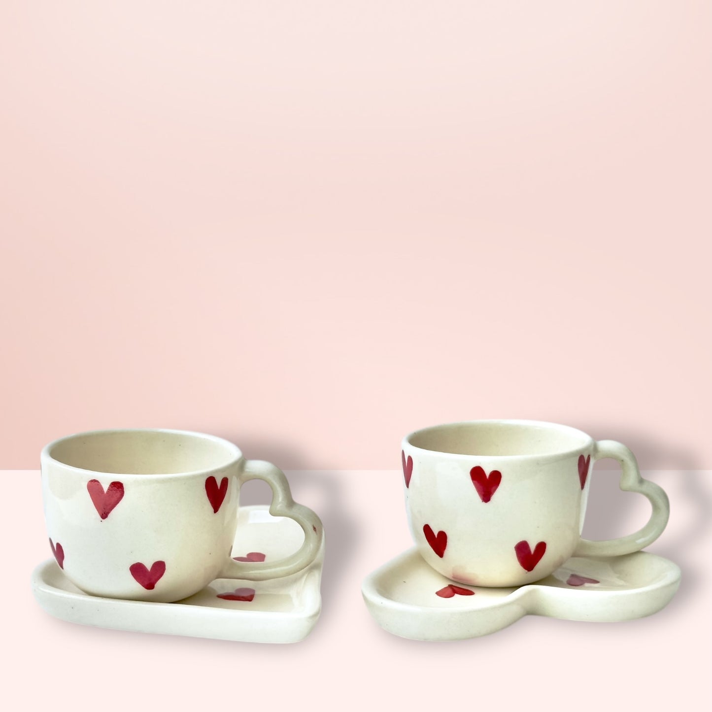 Forever Heart Duo Cup and Snack Plate - 2 cups and 2 plates