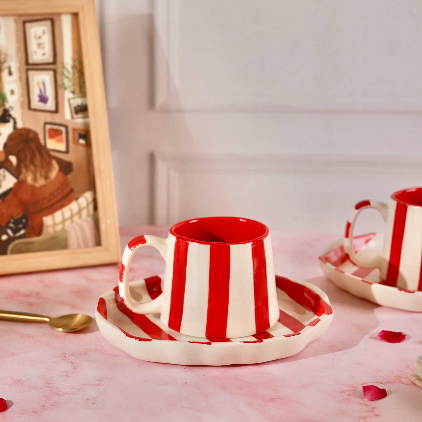 Red Zen Stripes Snack Set - 4 pieces