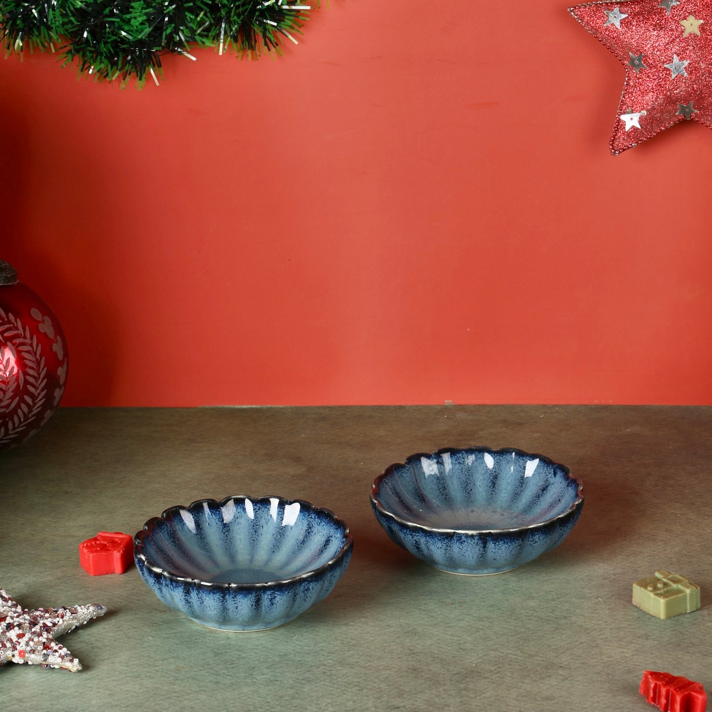 Vera Blue Scalloped Mini Bowls - Set of 2