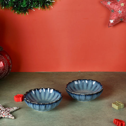 Vera Blue Scalloped Mini Bowls - Set of 2