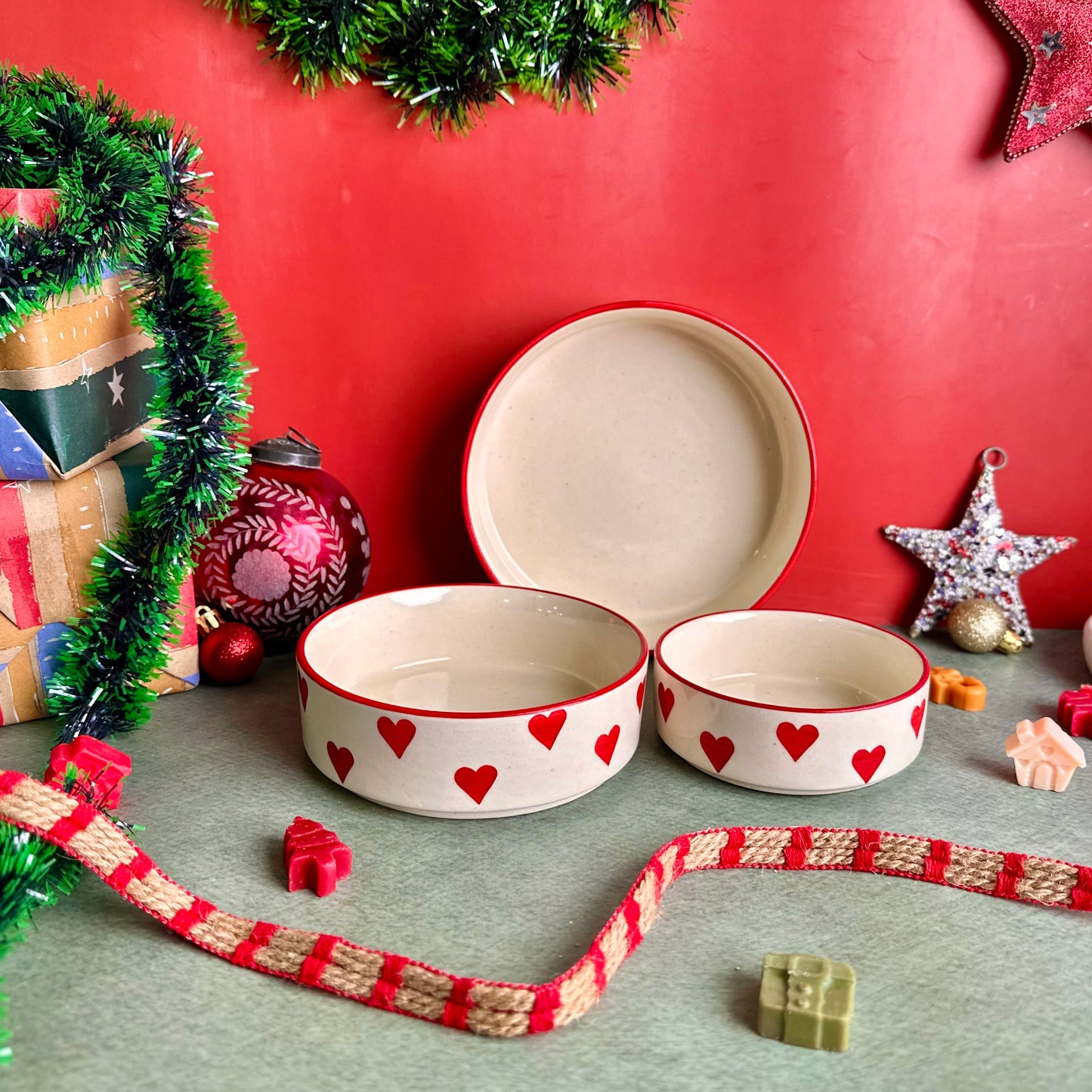 Eternal Heart 3 Piece Nesting Flat Bowl Set