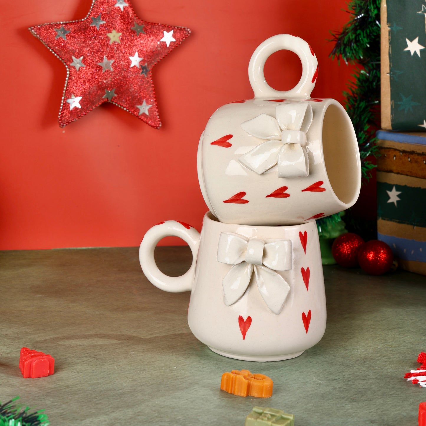 Heart Bow Mug - Set of 2