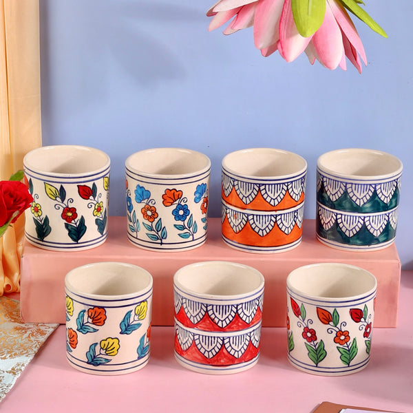 Cheerful Ceramic Handpainted Planters - Multicolour