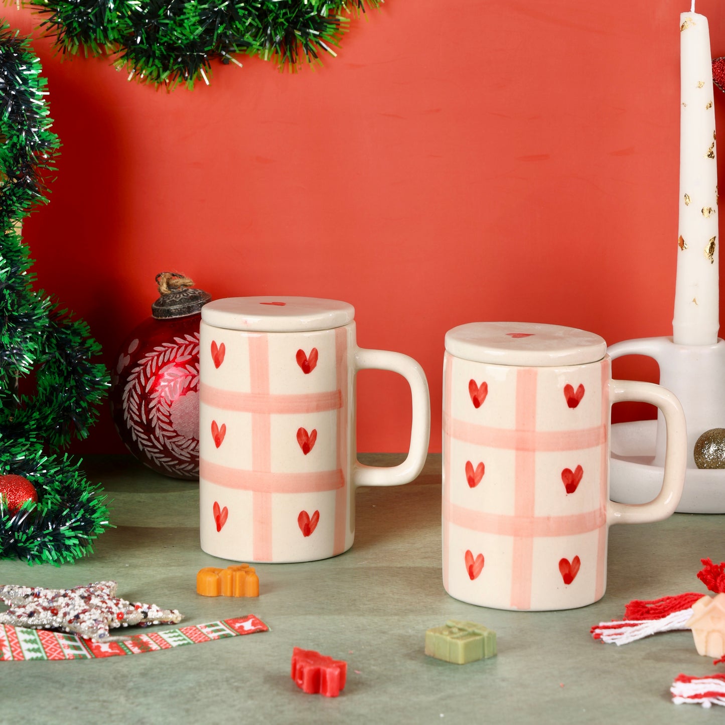 Beating Heart Mug with Lid - Pack of two