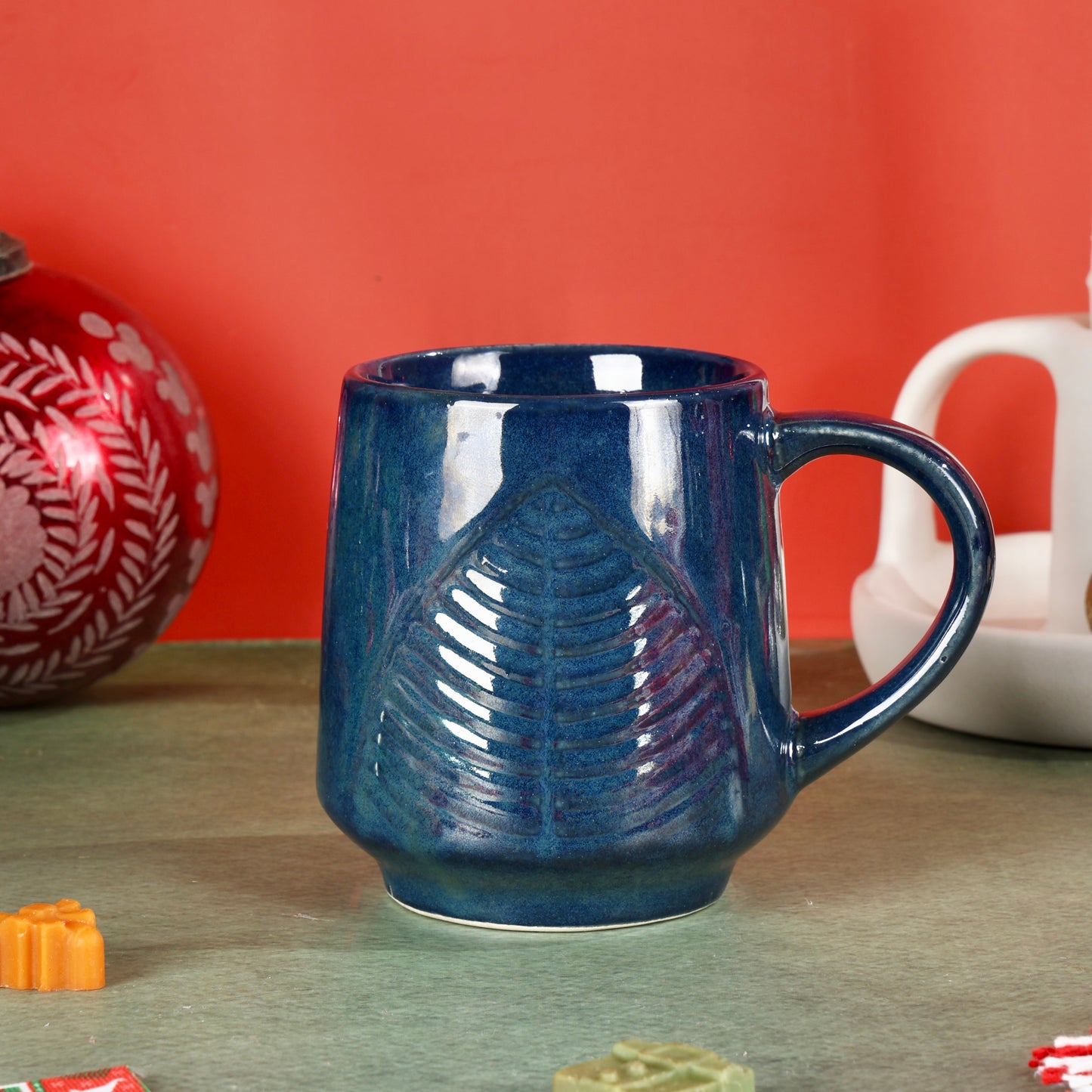 Blue Leaf Mug - Set of 2