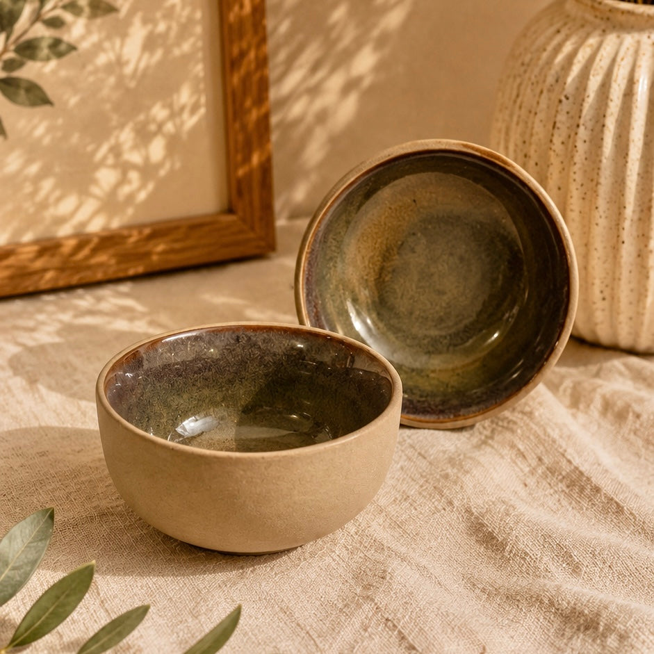 Karuna Studio Pottery Terracotta Portion or Dessert Bowl - Set of 2