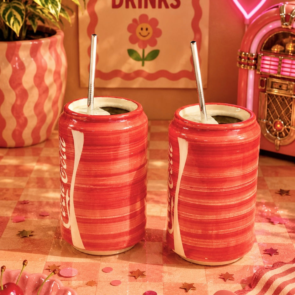 Can Coca Cola Sippers - with stainless steel straws