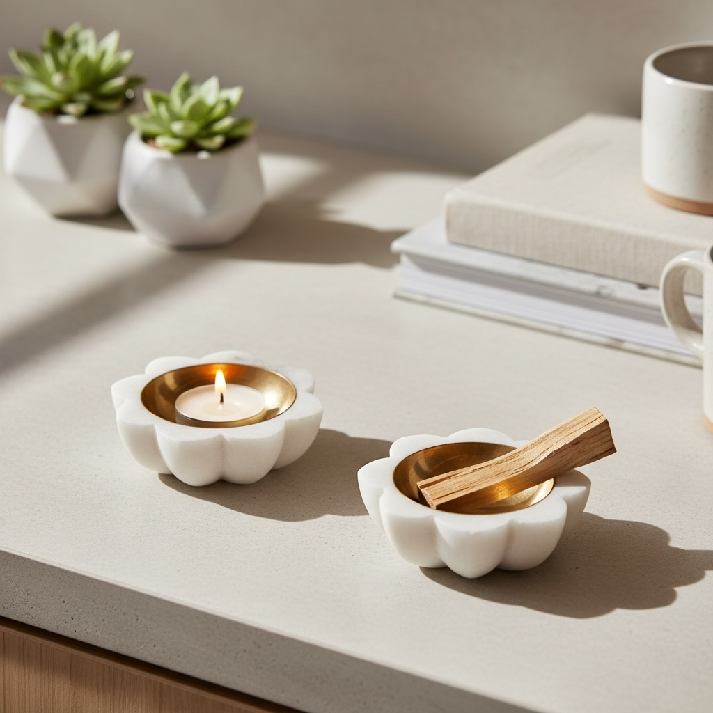 Marble and Brass Luxurious Diyas - pack of two