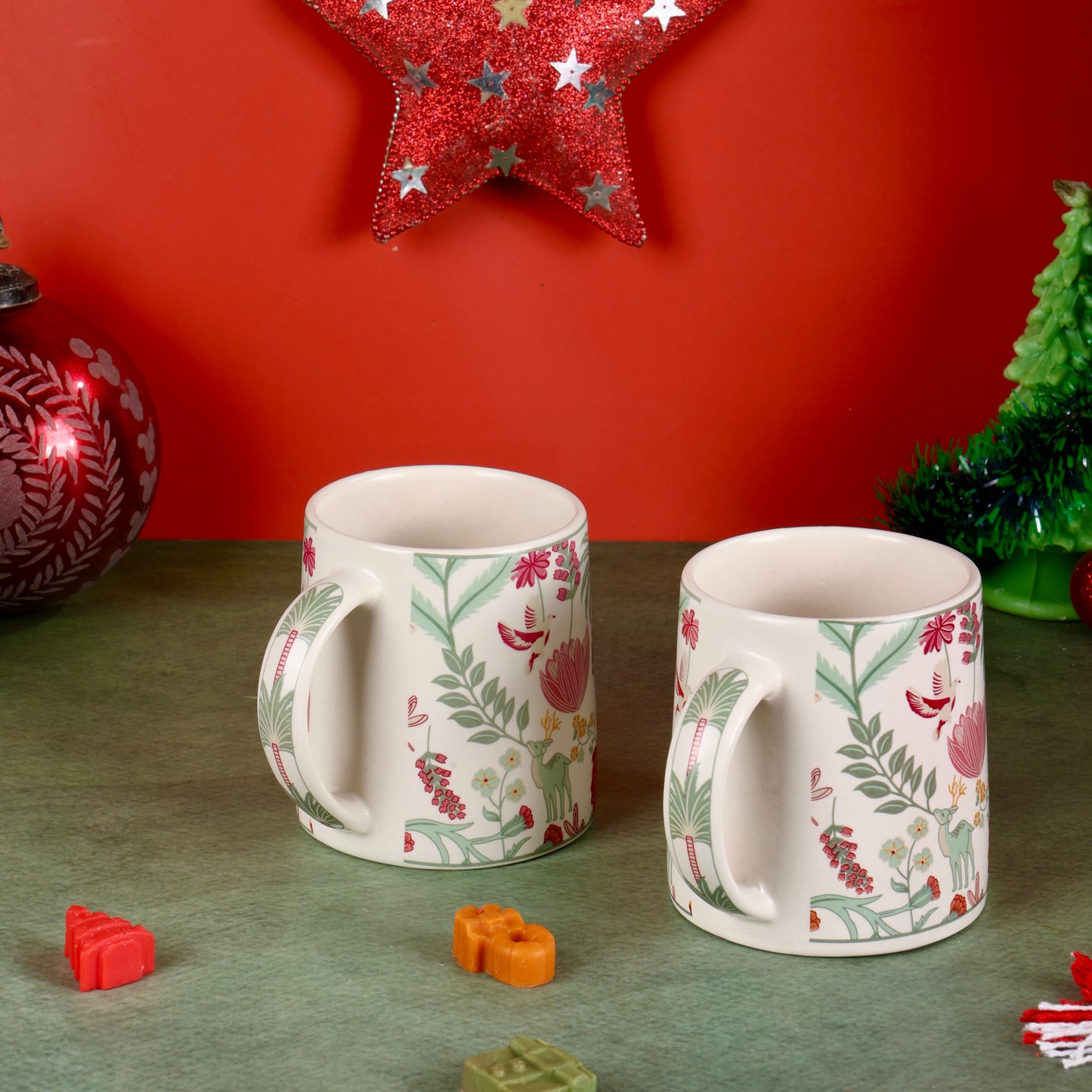 Forest Foliage Printed Stoneware Mug - Set of 2