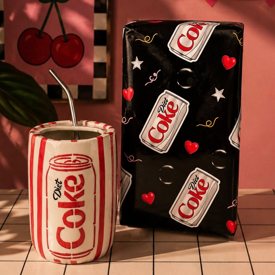 The OG Diet Coke Sippers - with stainless steel straws with custom Diet Coke Gift wrap