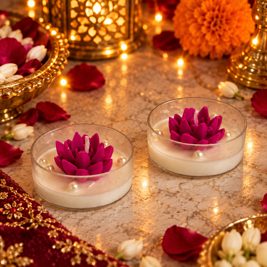 Lily Scented Lotus soy wax jumbo tealight candles - Set of 2