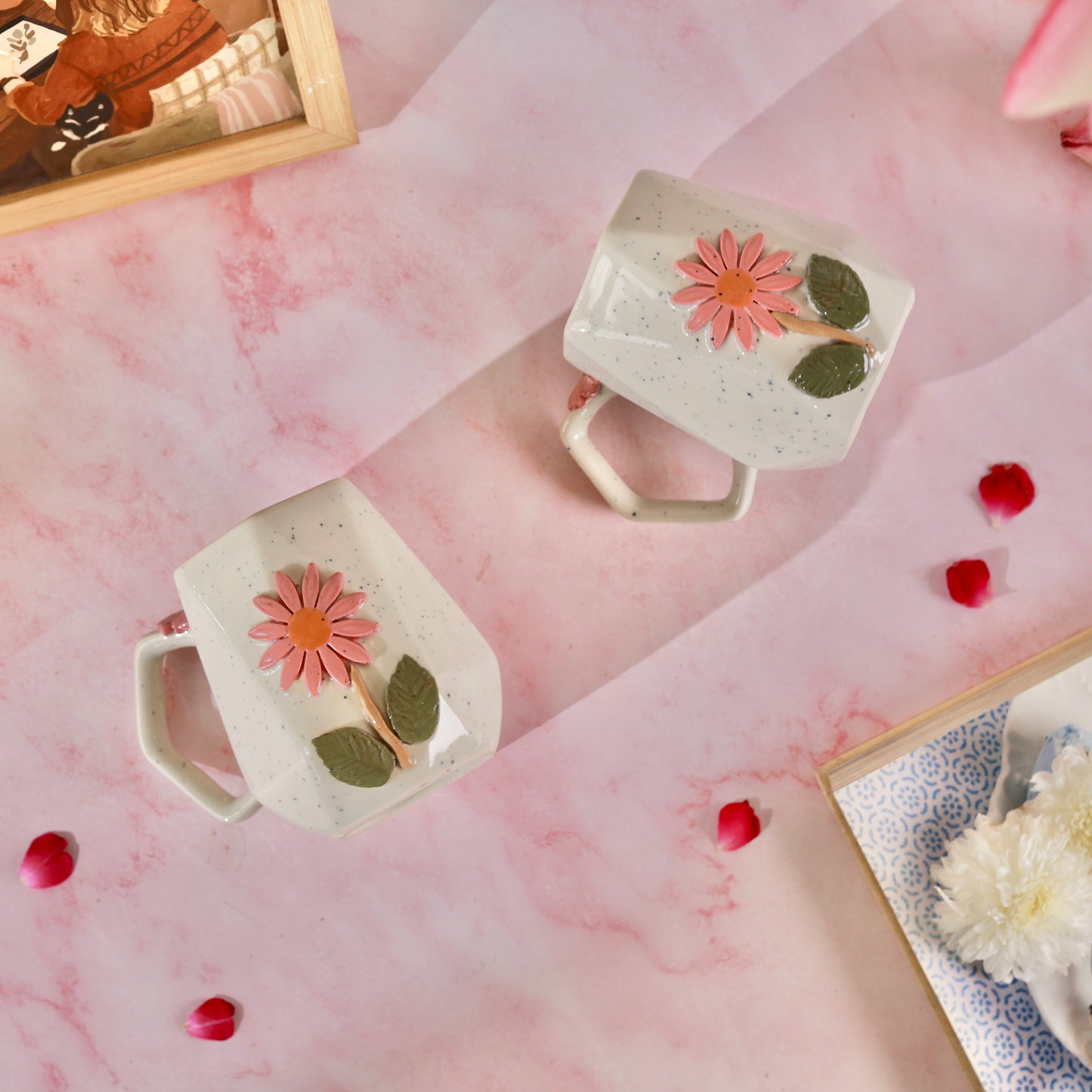 Zinnia Flower Mug - Set of 2