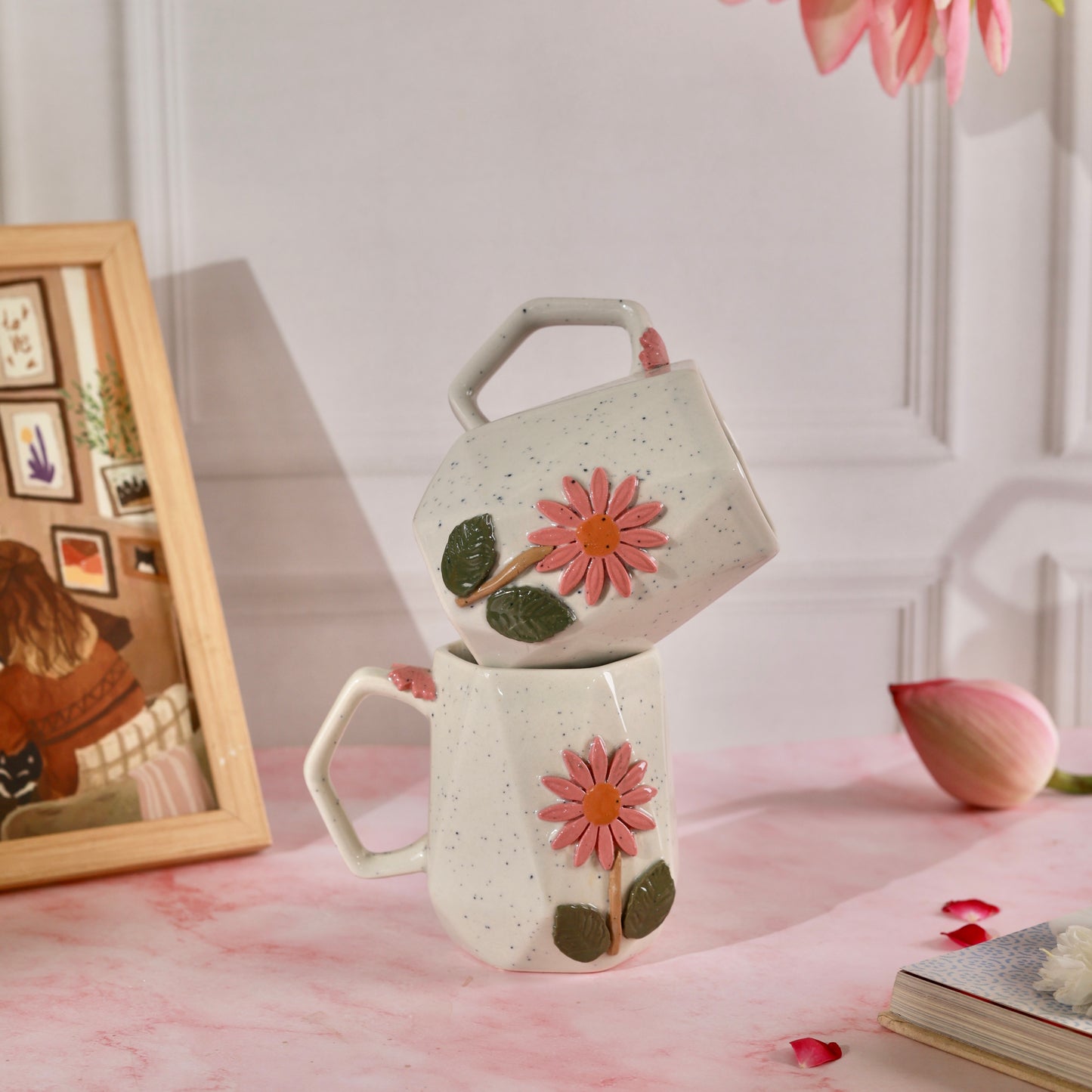 Zinnia Flower Mug - Set of 2