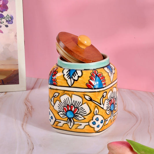 Handpainted Airtight Ceramic Jar - Pack of one