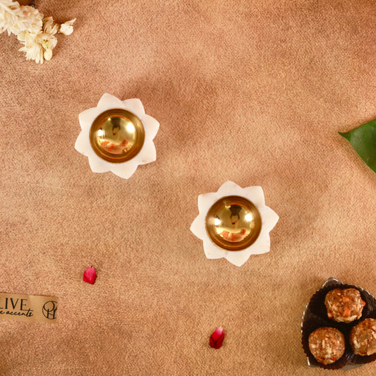 Marble and Brass Luxurious Diyas - pack of two