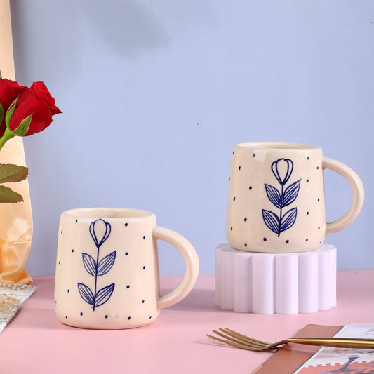 Vibrant Floral Blue Mugs - Set of 2