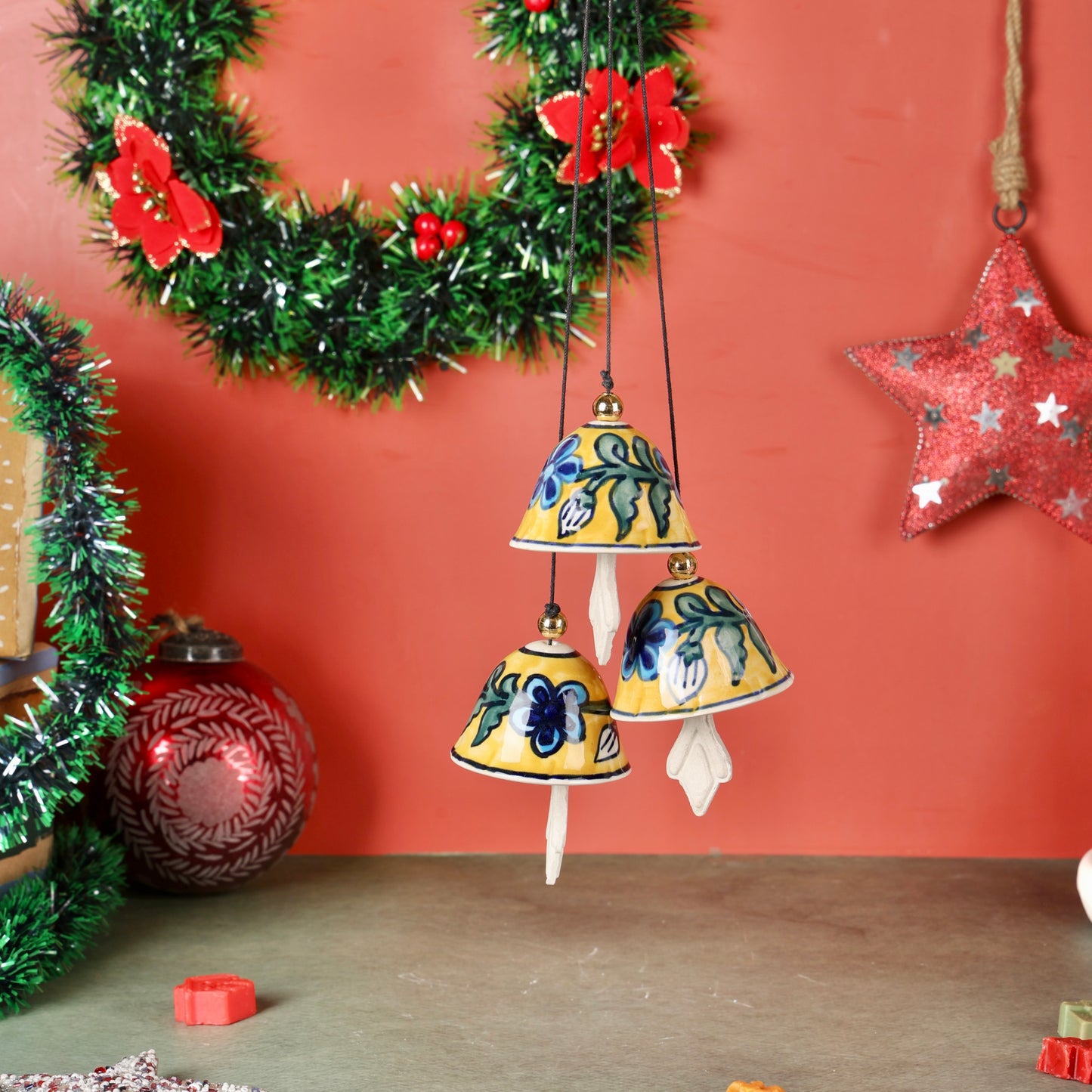 Christmas Tree Hanging Bell Ornament - Set of 2