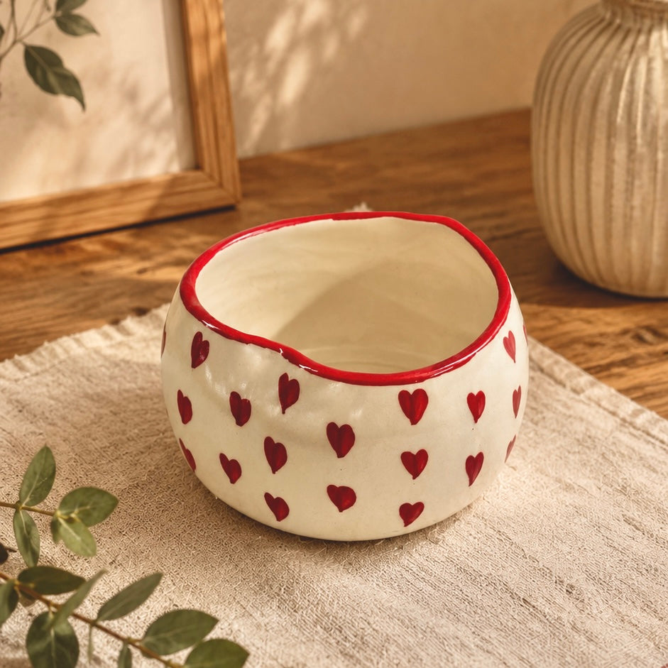 Handmade Red Eternal Heart Shaped Bowl - Pack of one