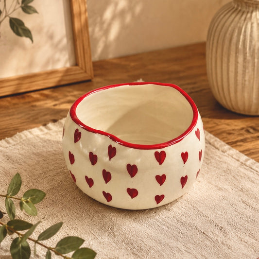 Handmade Red Eternal Heart Shaped Bowl - Pack of one