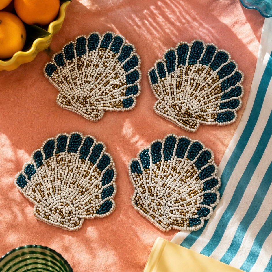 Set of 4 Handmade Beaded Coasters