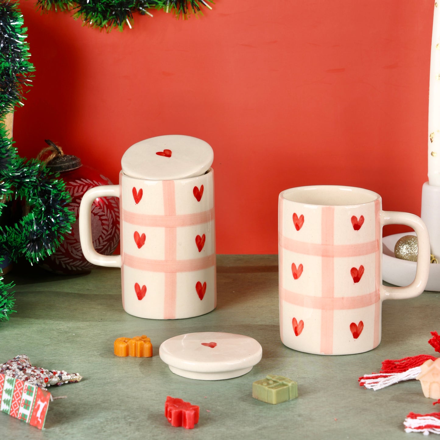 Beating Heart Mug with Lid - Pack of two
