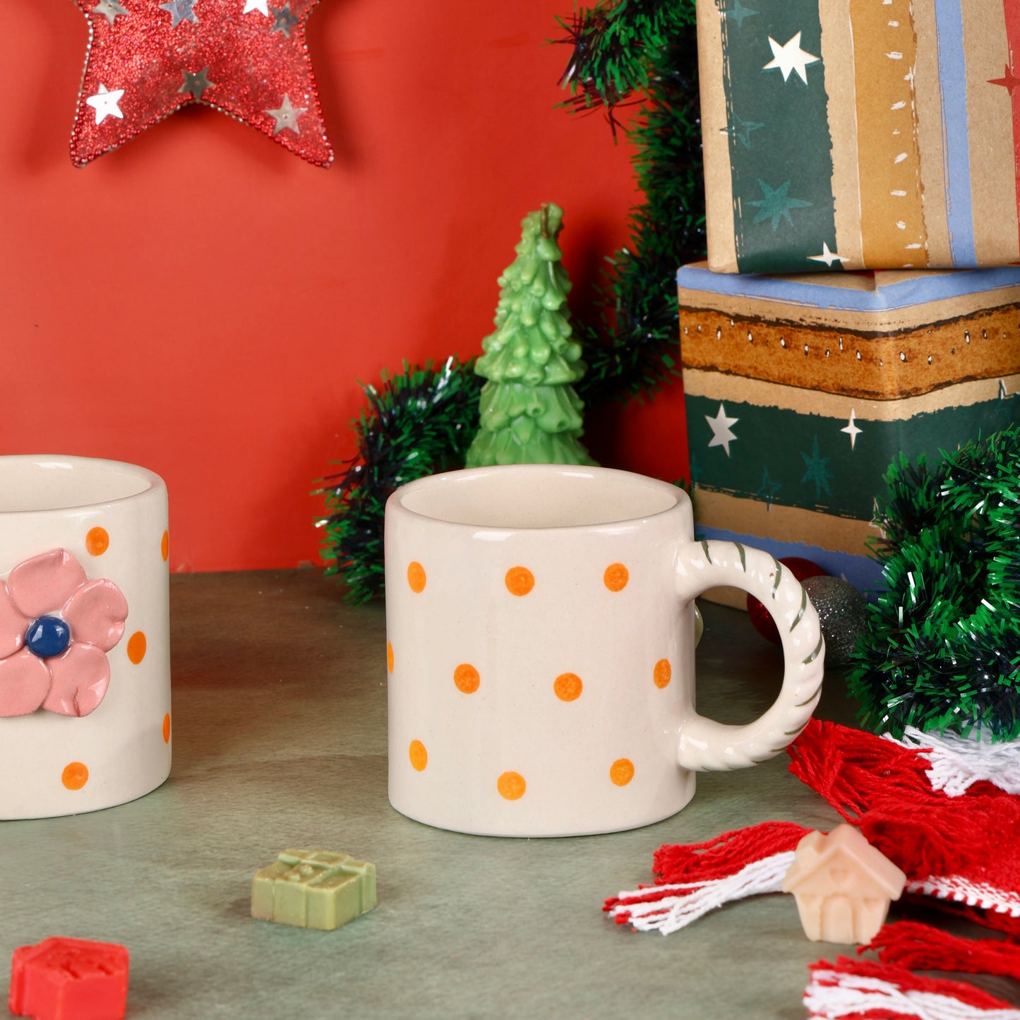 Bougainvillea Polka Flower Mug - Set of 2