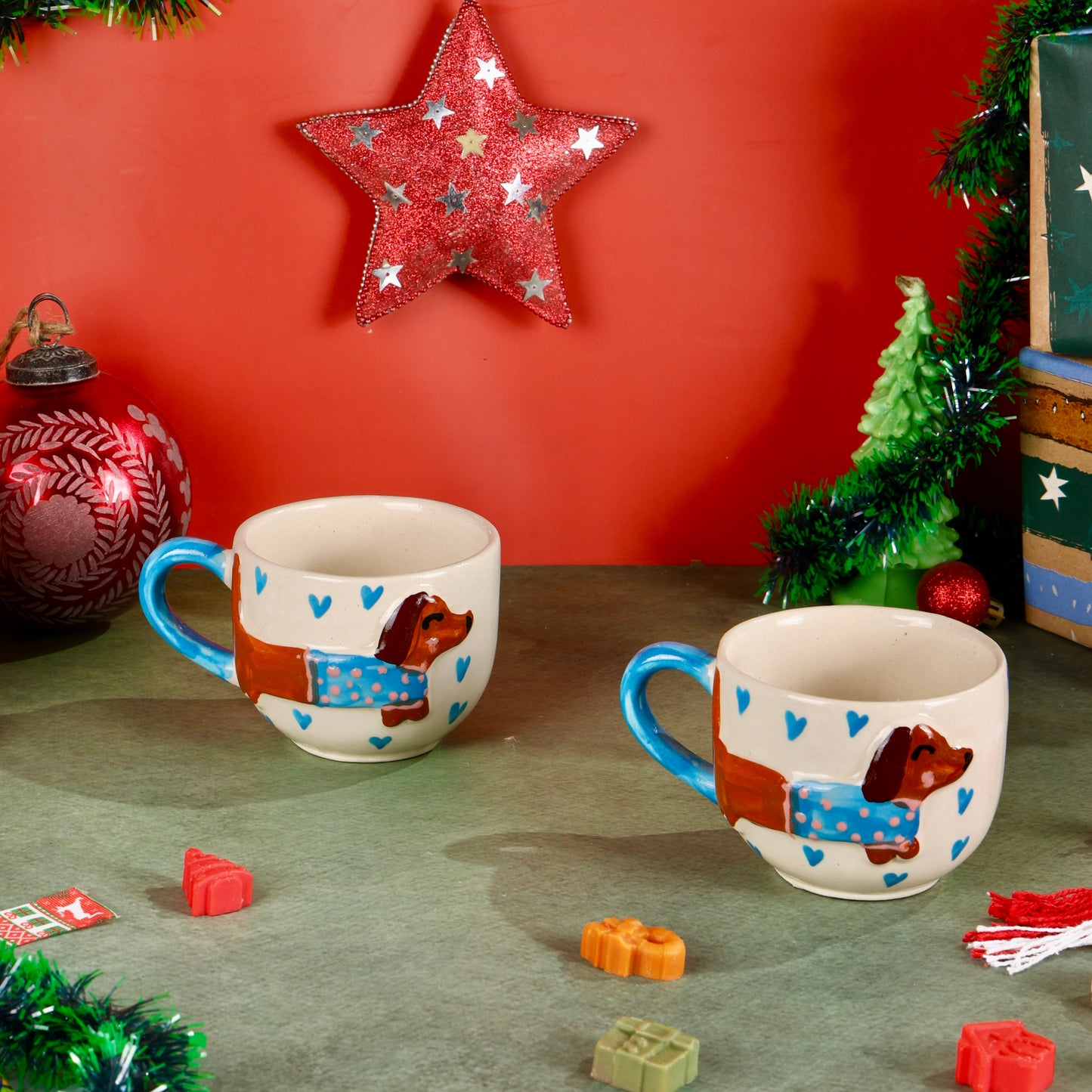 Doggo Sweater Heart Mugs - Set of 2