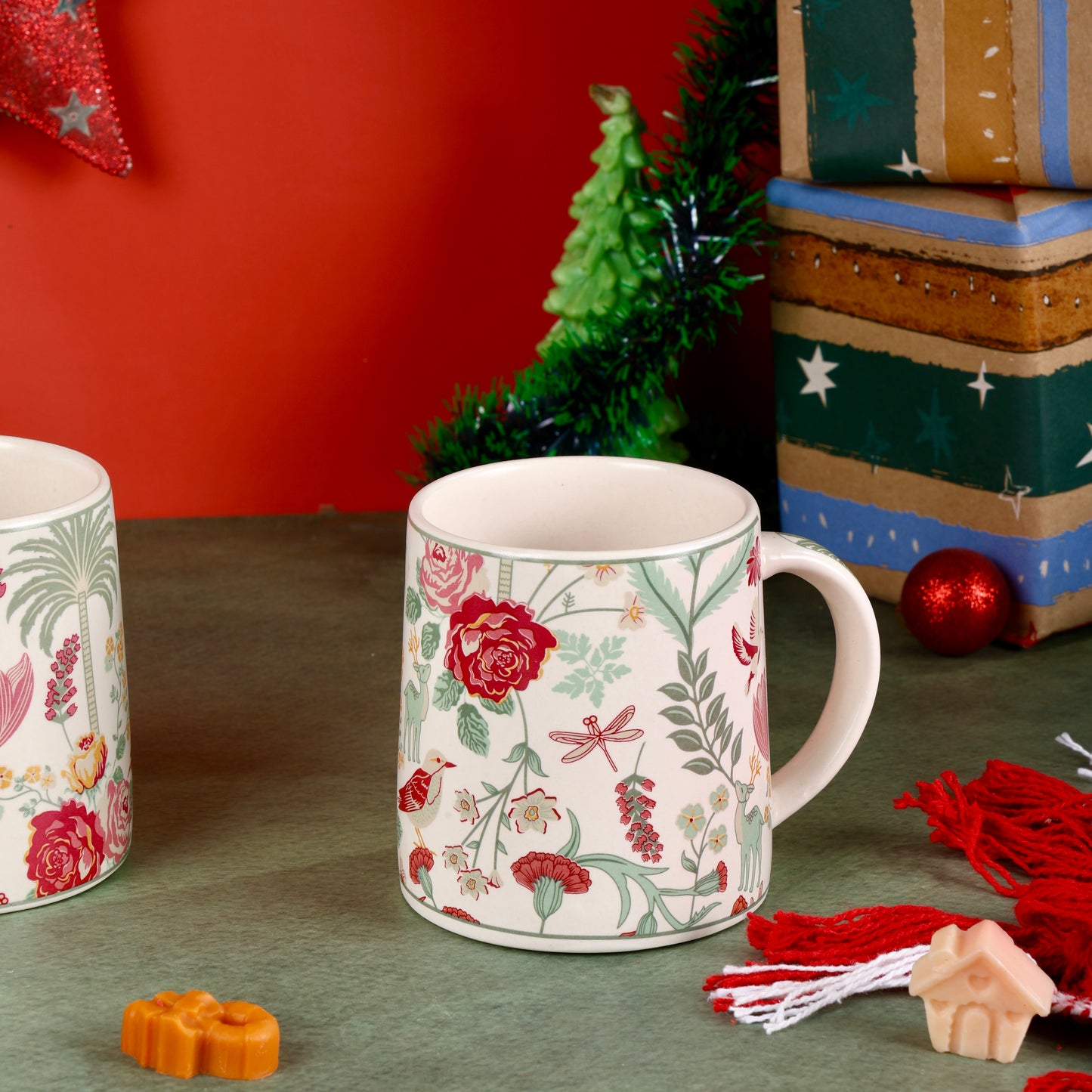 Forest Foliage Printed Stoneware Mug - Set of 2