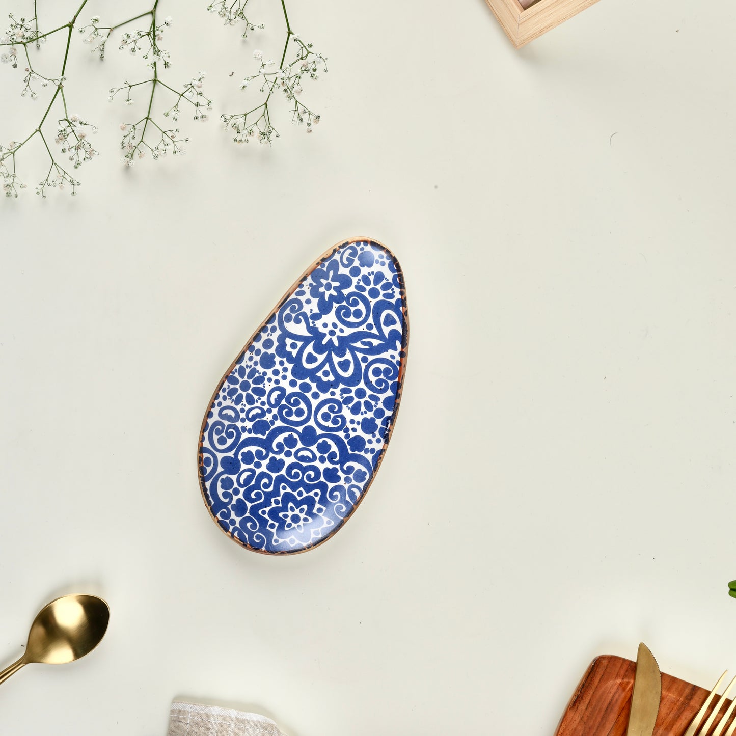 Blue Phool Bagh Small Almond Plate