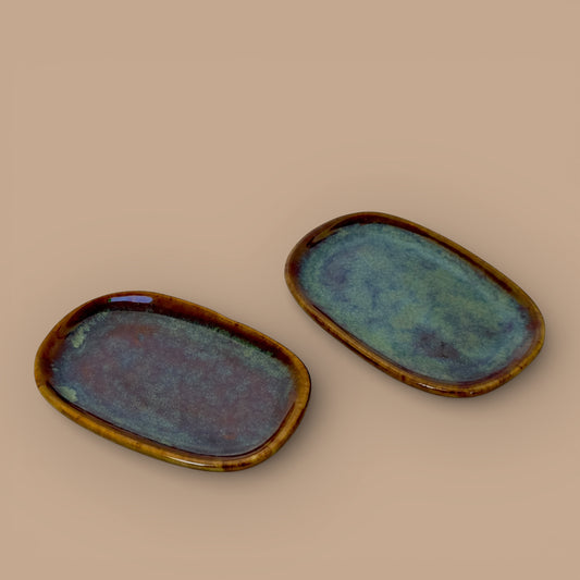 Set of 2 Tapas Square Individual Serving Rectangle Plates