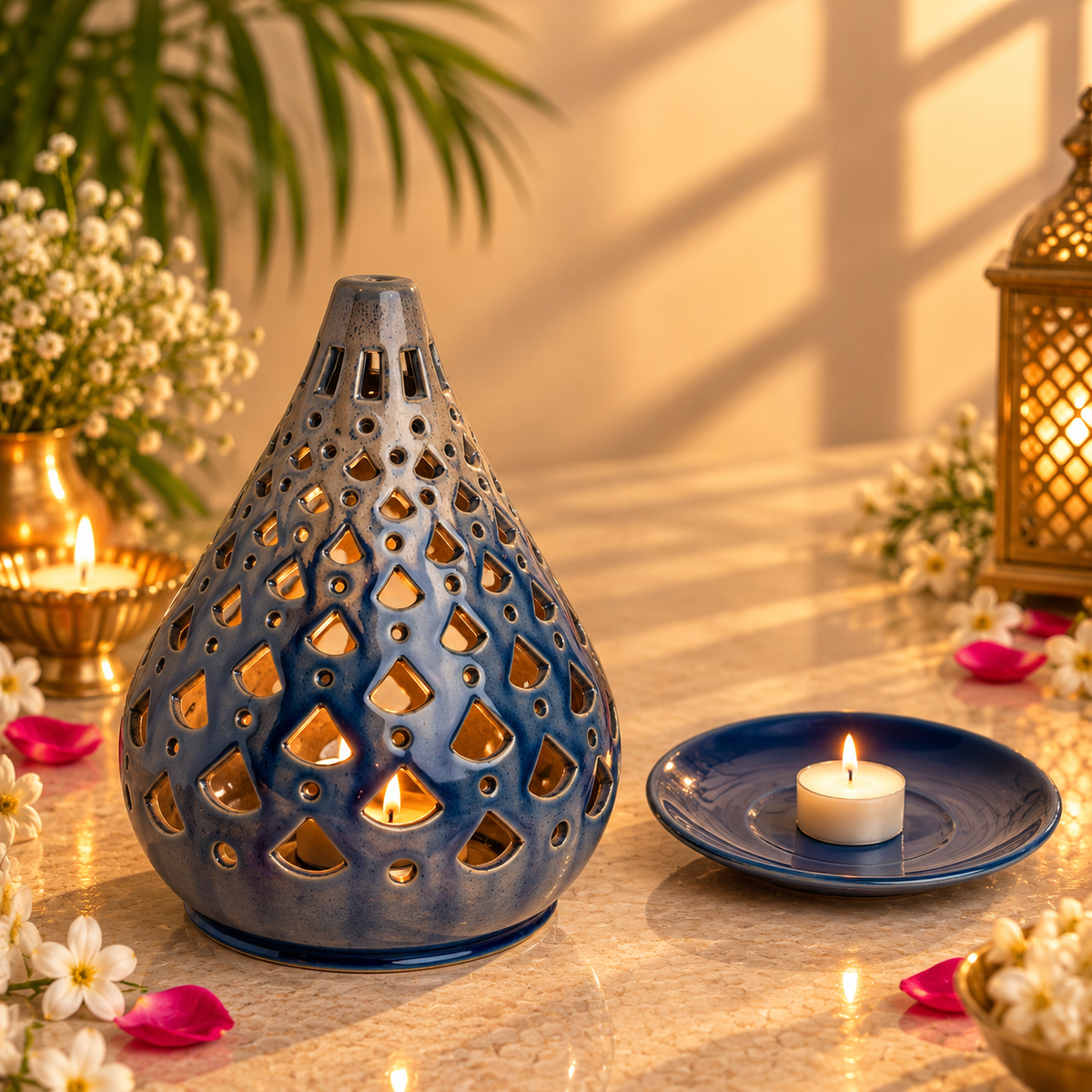 Midnight Mirage Large Cutwork Tea Light Holder