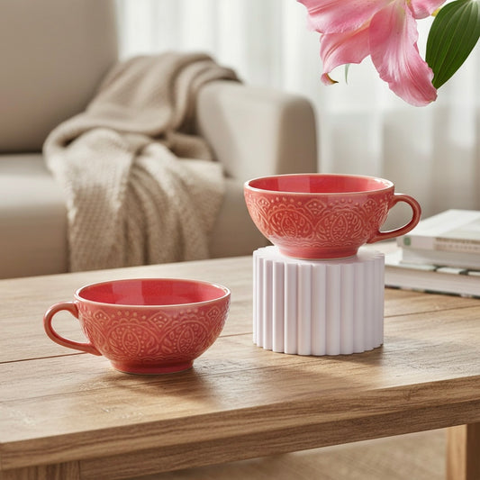 Pink Renee Studio Pottery Latte Mugs