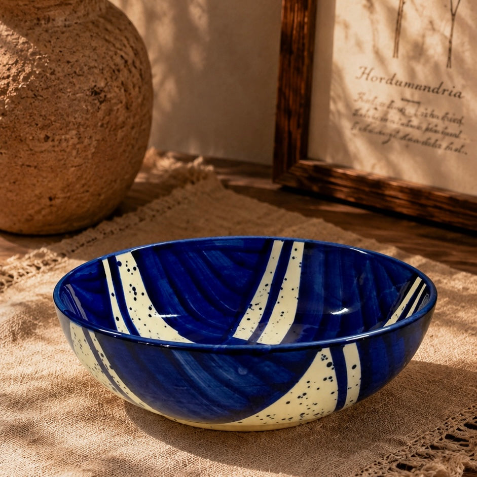 Blue Batik Pinwheel Shallow All Pupose Bowl - Pack of one