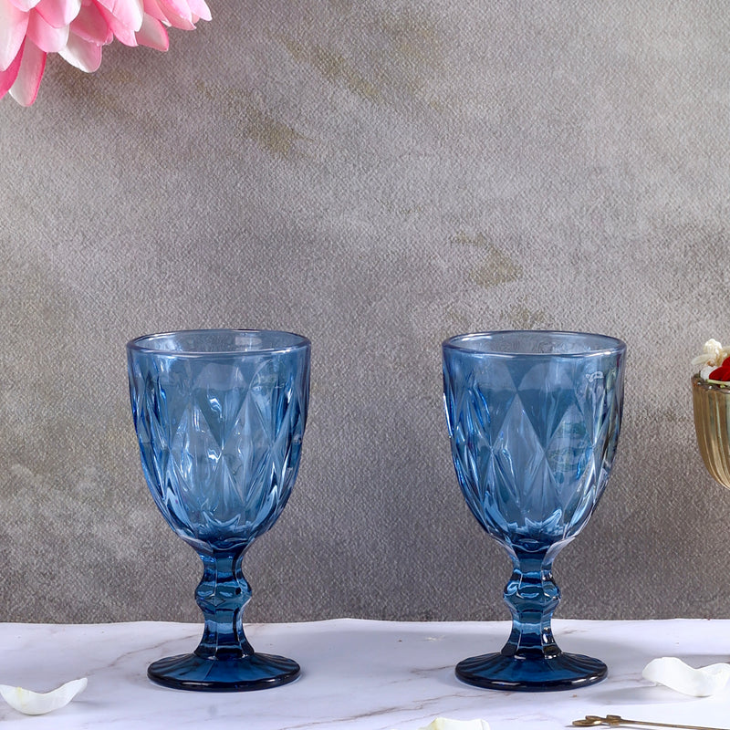 Theo Crystal Elegant Wine Glasses Blue