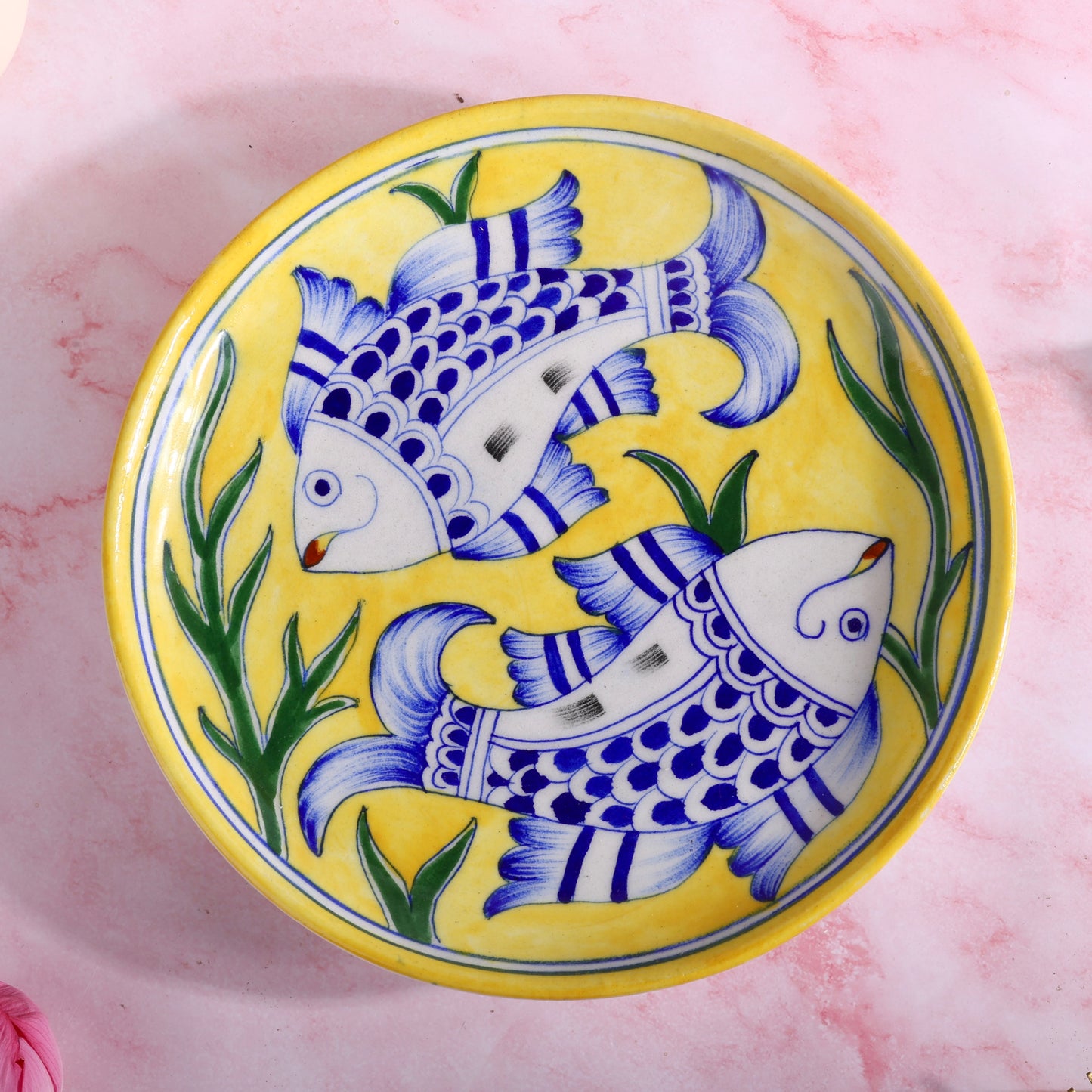 Jaipur Blue Pottery Handpainted Wall Plate Large