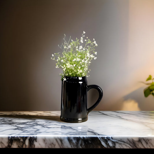 Glossy Black Jug Vase