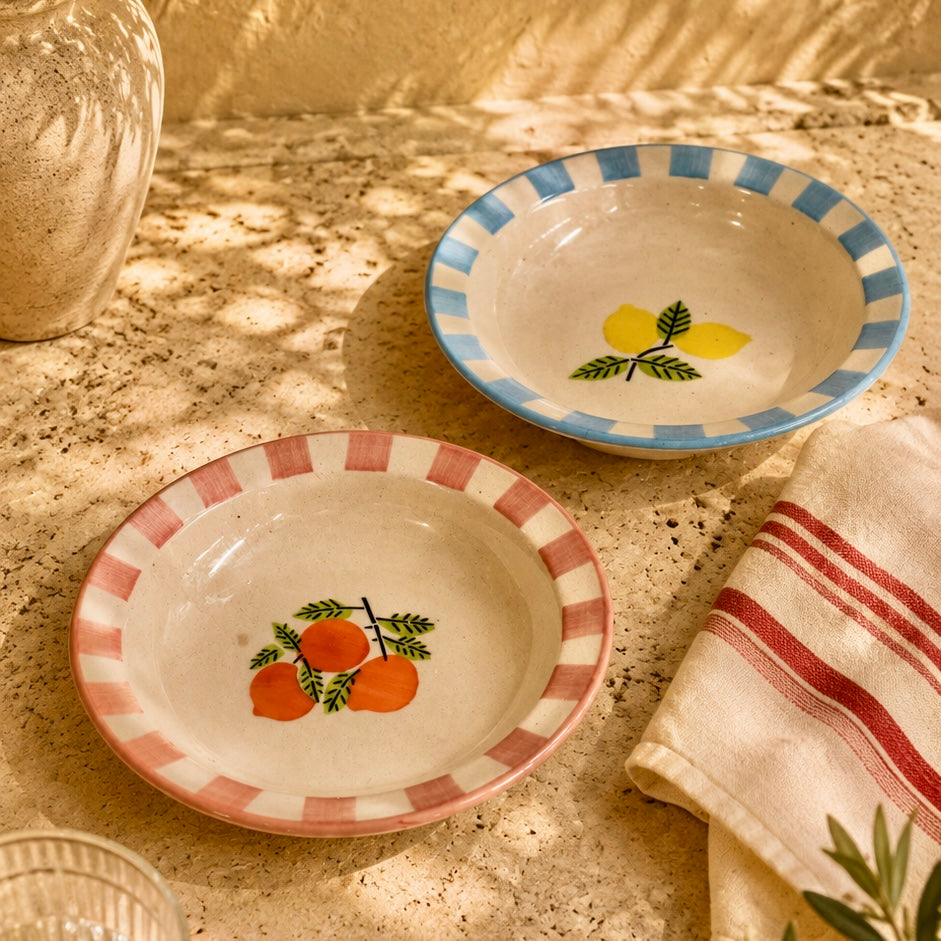 Citrus Stripes Pasta Plates Duo - Pack of two