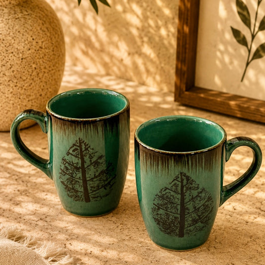 Handcrafted Rustic Fern Mug - Set of 2