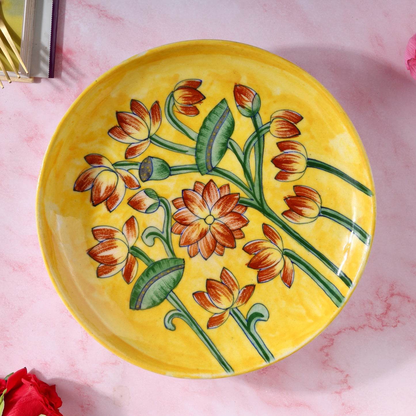 Jaipur Blue Pottery Handpainted Wall Plate Large