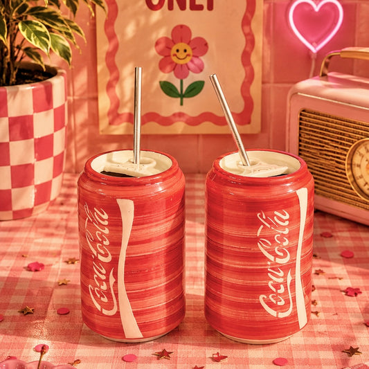 Can Coca Cola Sippers - with stainless steel straws