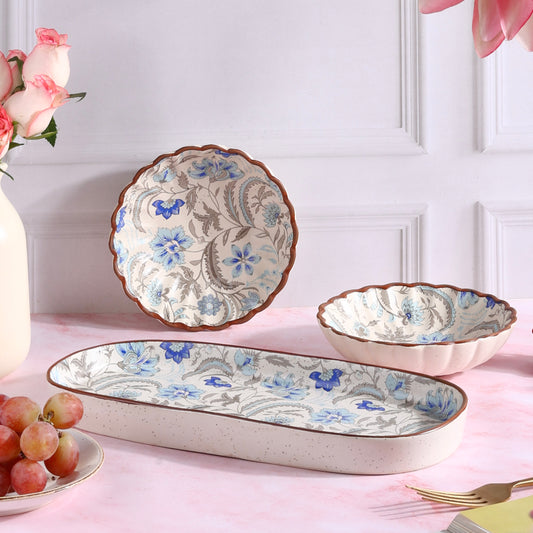 Indrani Bagh Tray and Scalloped Bowls