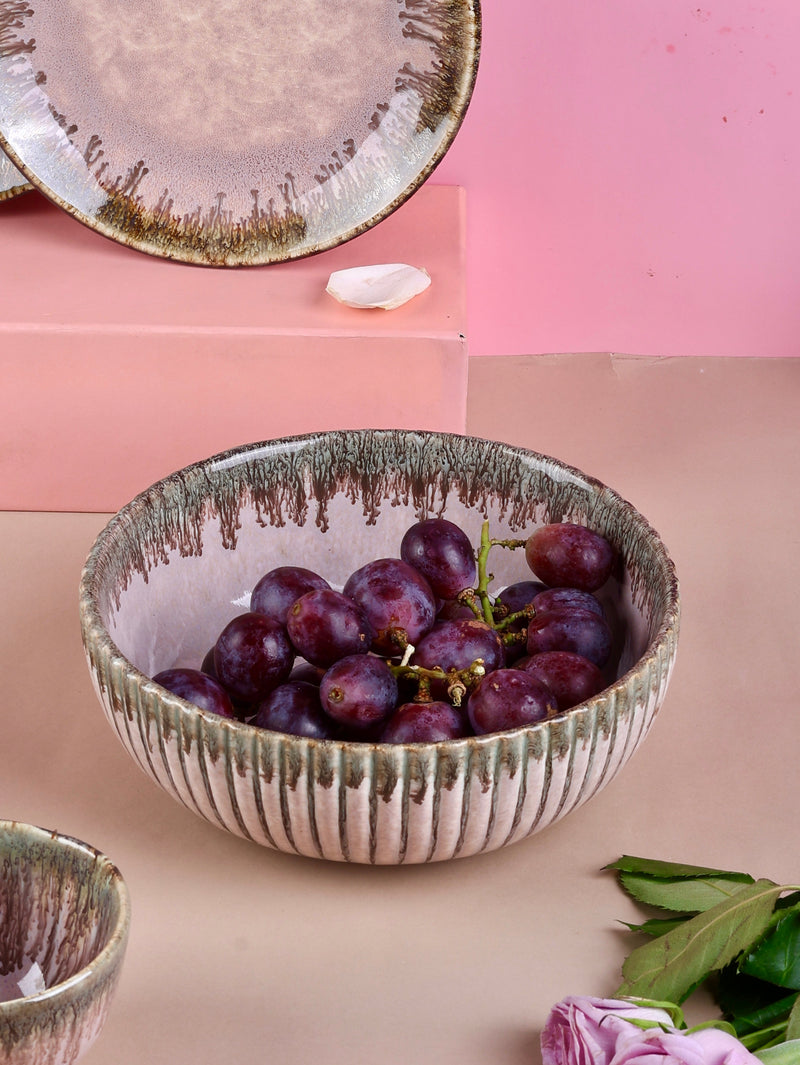 Pastel Pink Stoneware Serving Bowls Large & Small