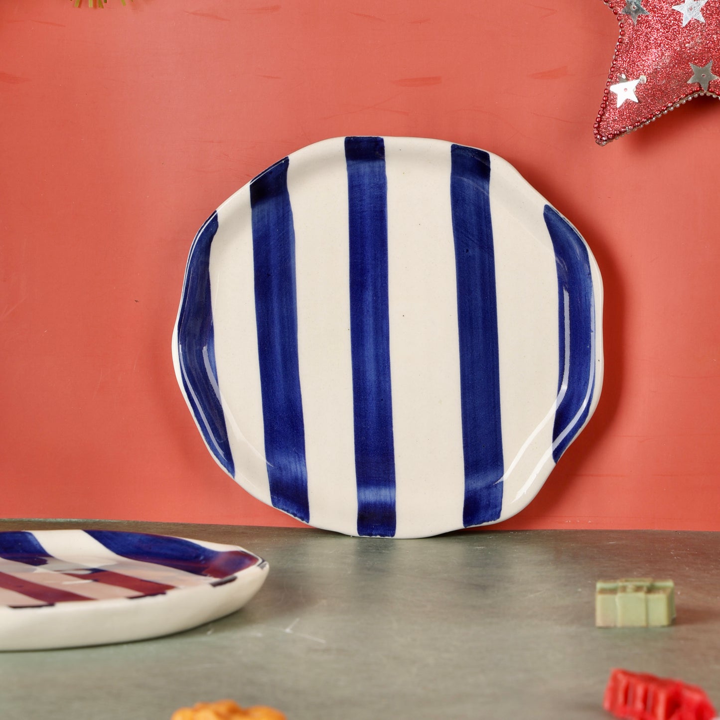 Deep Blue Zen Stripe Snack Plate - Pack of one